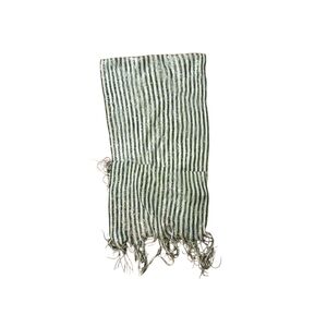 Striped Green Metallic Fringe Scarf
